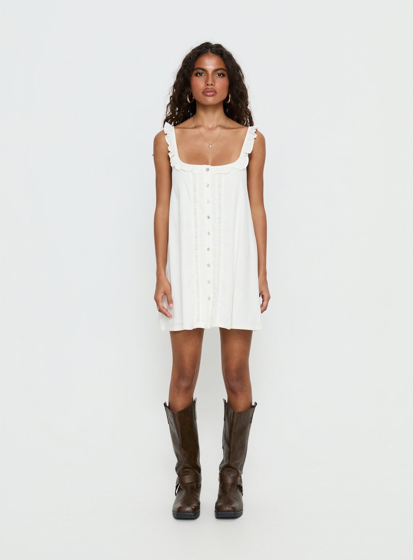 Malinda Babydoll Mini Dress White