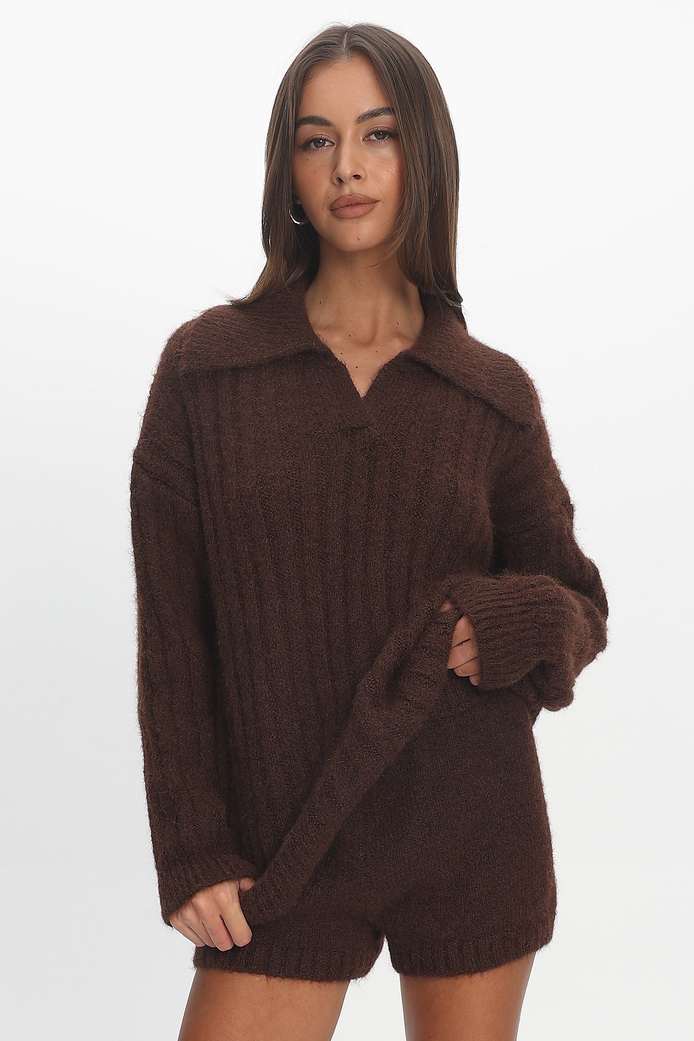 Jenae Oversized Drop Shoulder Sweater Chocolate