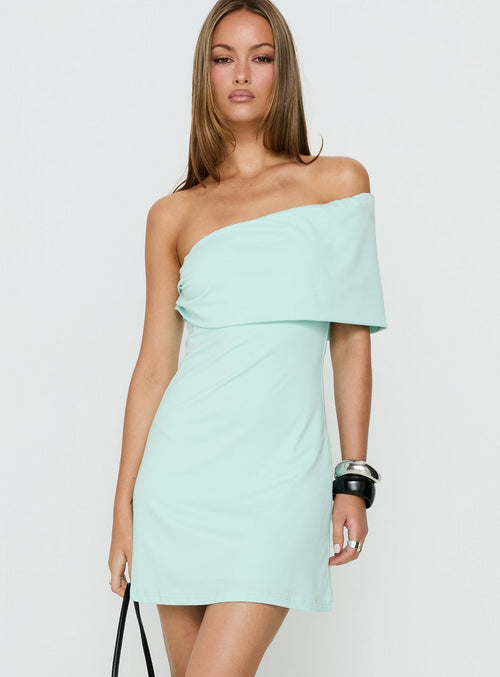 Laurencia One Shoulder Mini Dress Turquoise