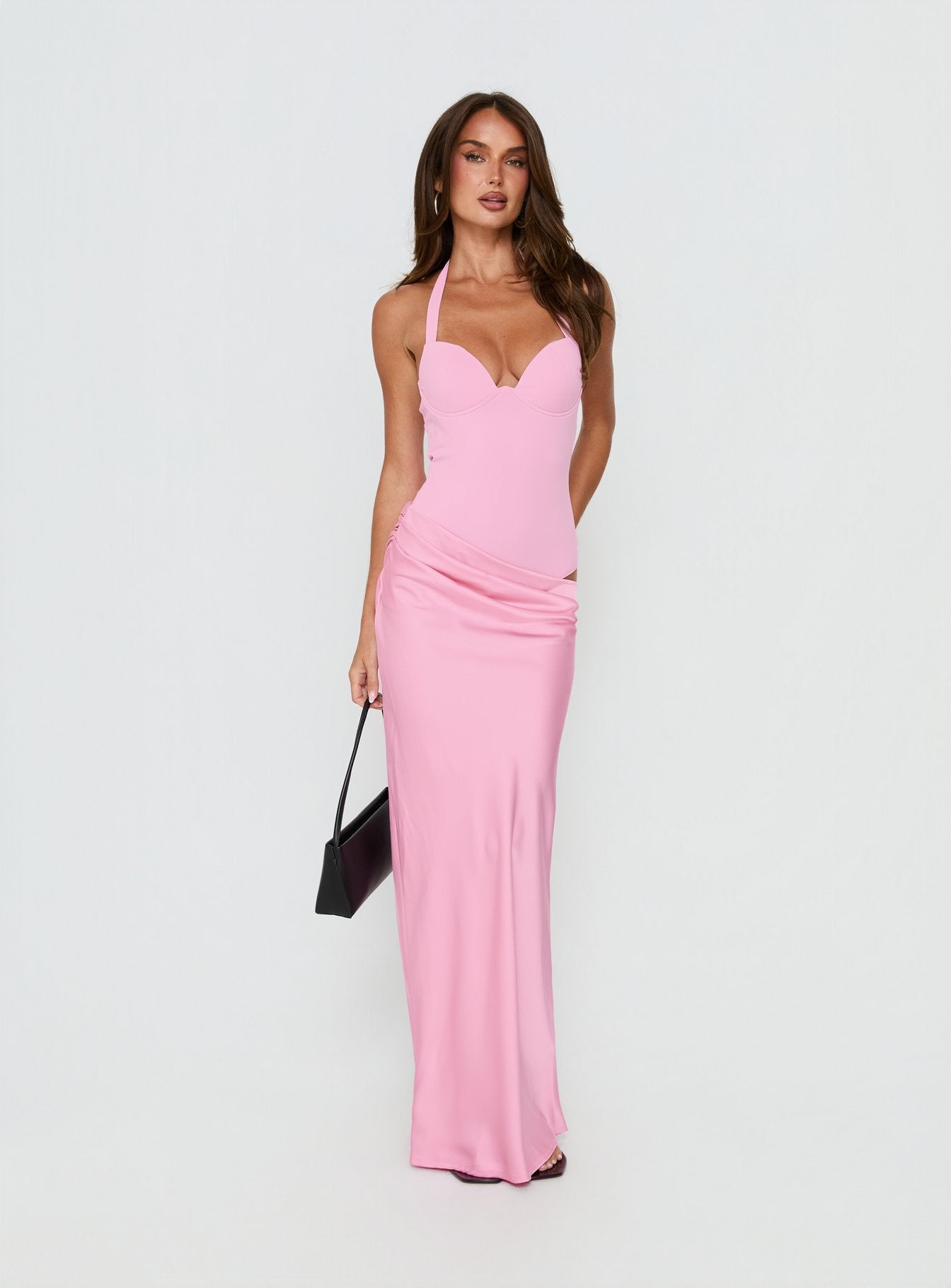 Tayna Draped Maxi Dress Pink