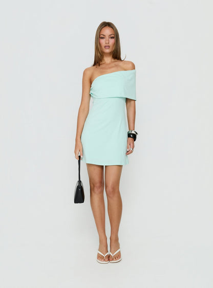 Laurencia One Shoulder Mini Dress Turquoise