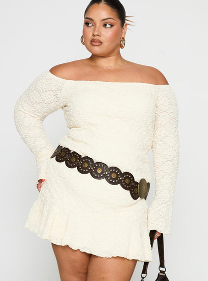 Vancesca Off Shoulder Long Sleeve Mini Dress Curve