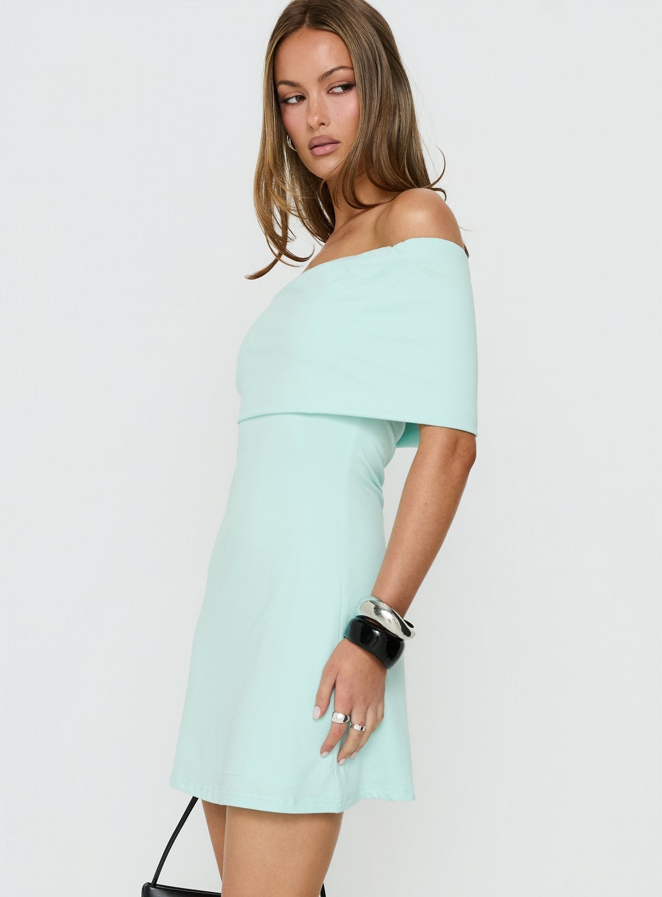 Laurencia One Shoulder Mini Dress Turquoise