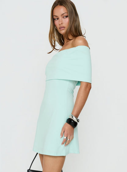 Laurencia One Shoulder Mini Dress Turquoise
