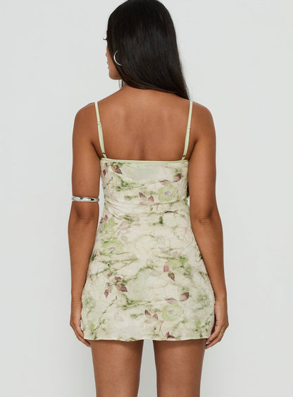 Fienna Beaded Mini Dress Green Multi