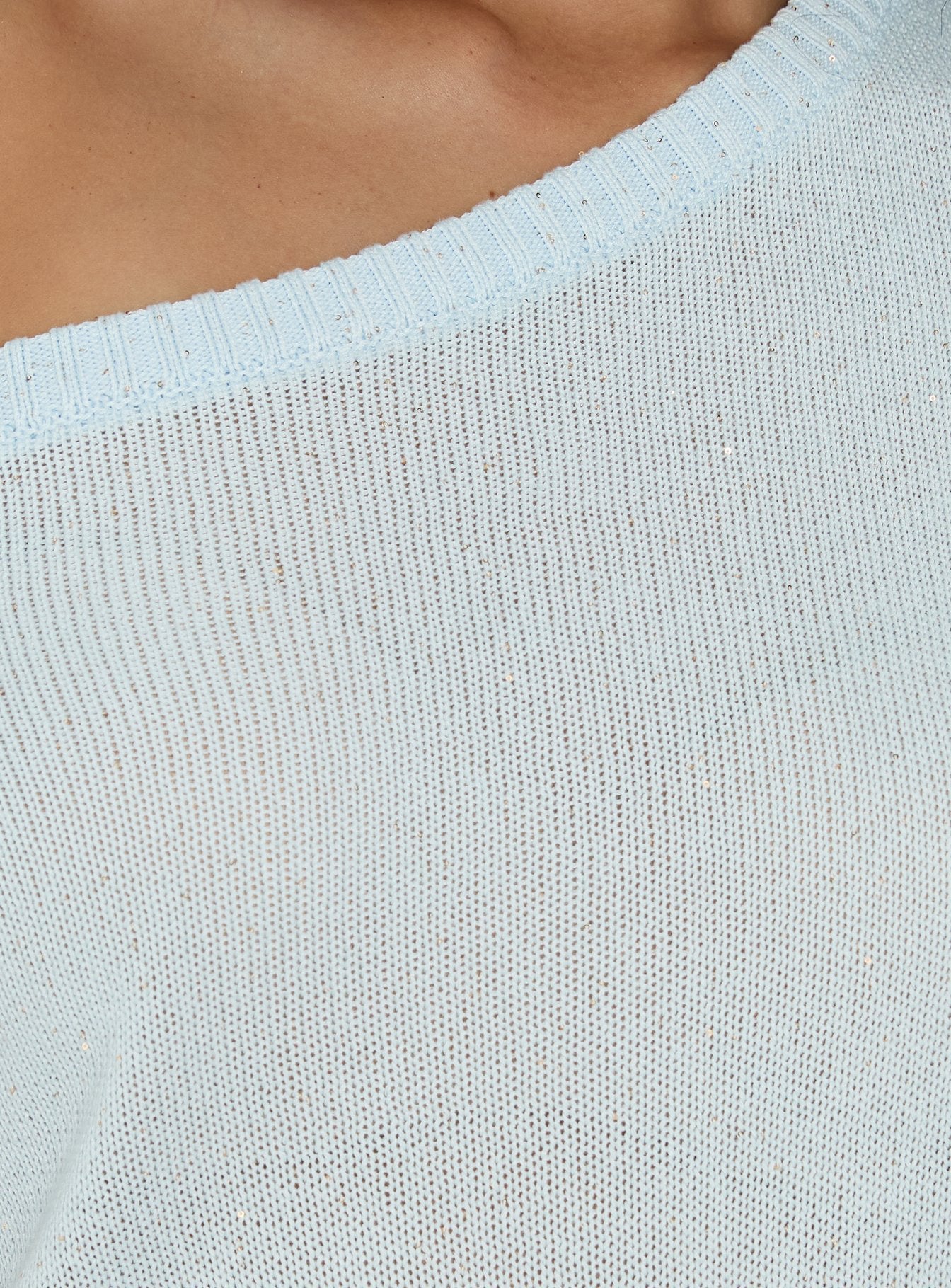 Idilia Off Shoulder Knit Mini Dress Blue