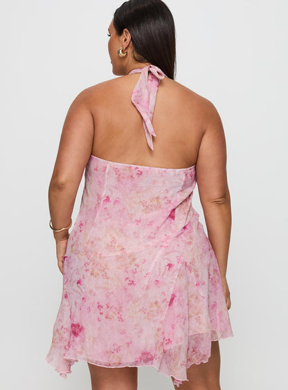 Valorie Halter Mini Dress Pink Curve