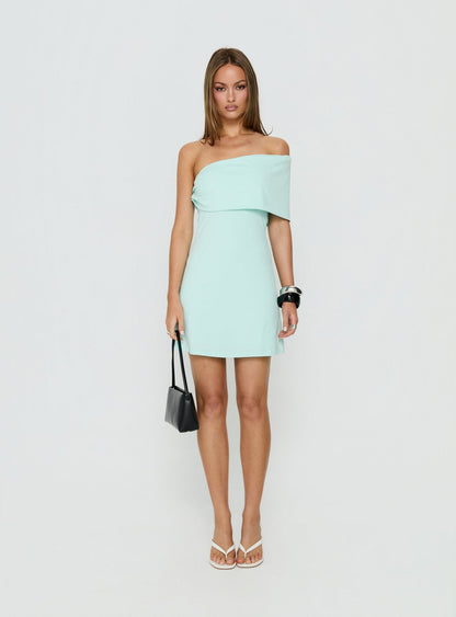 Laurencia One Shoulder Mini Dress Turquoise