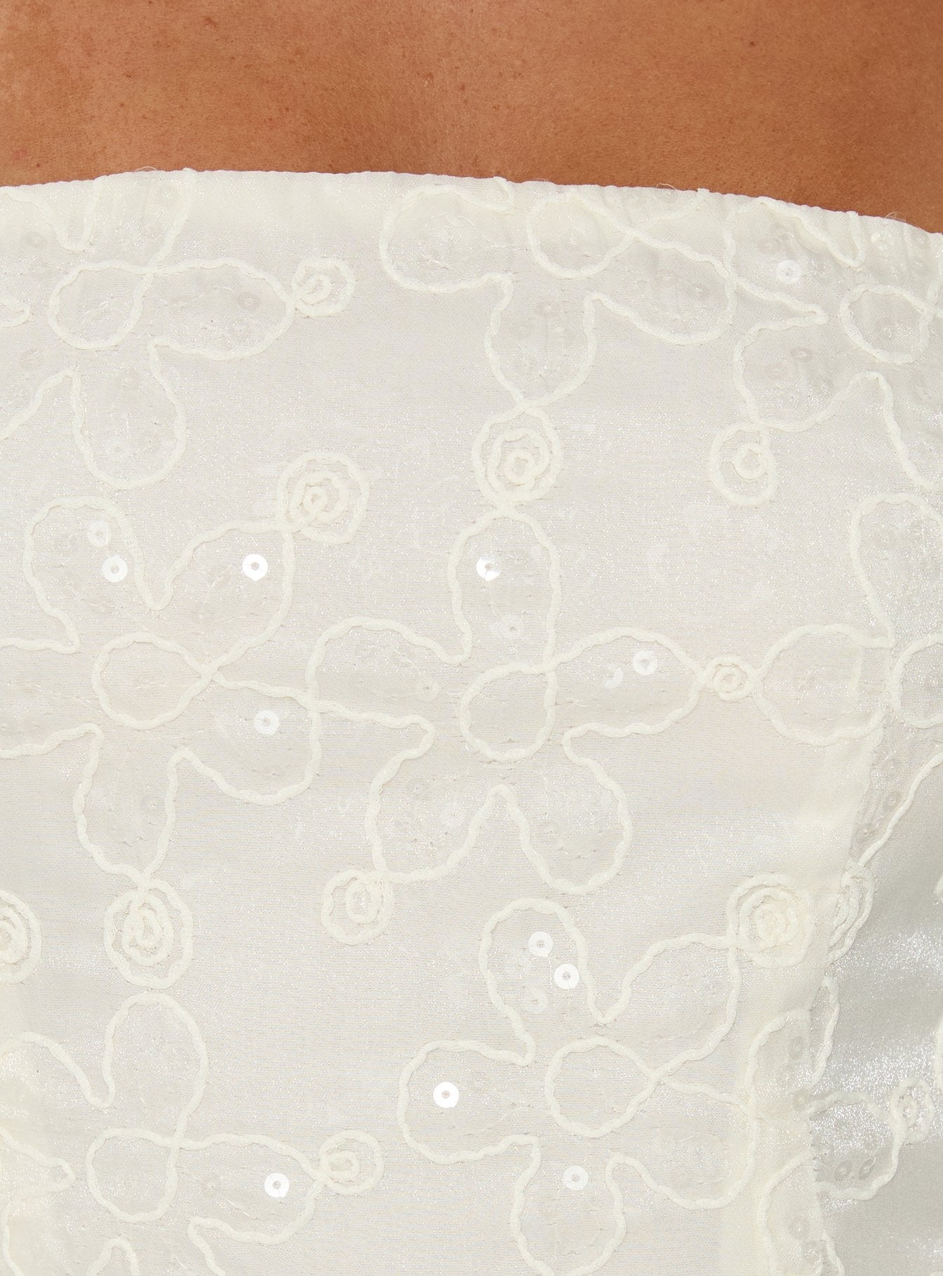 We Made It Strapless Sequin Mini Dress Cream