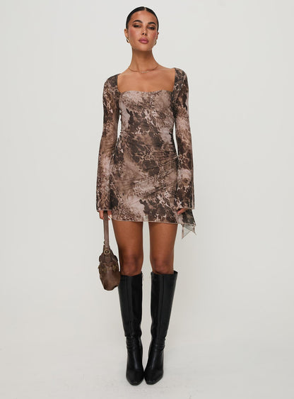 Suareza Long Sleeve Mini Dress Leopard