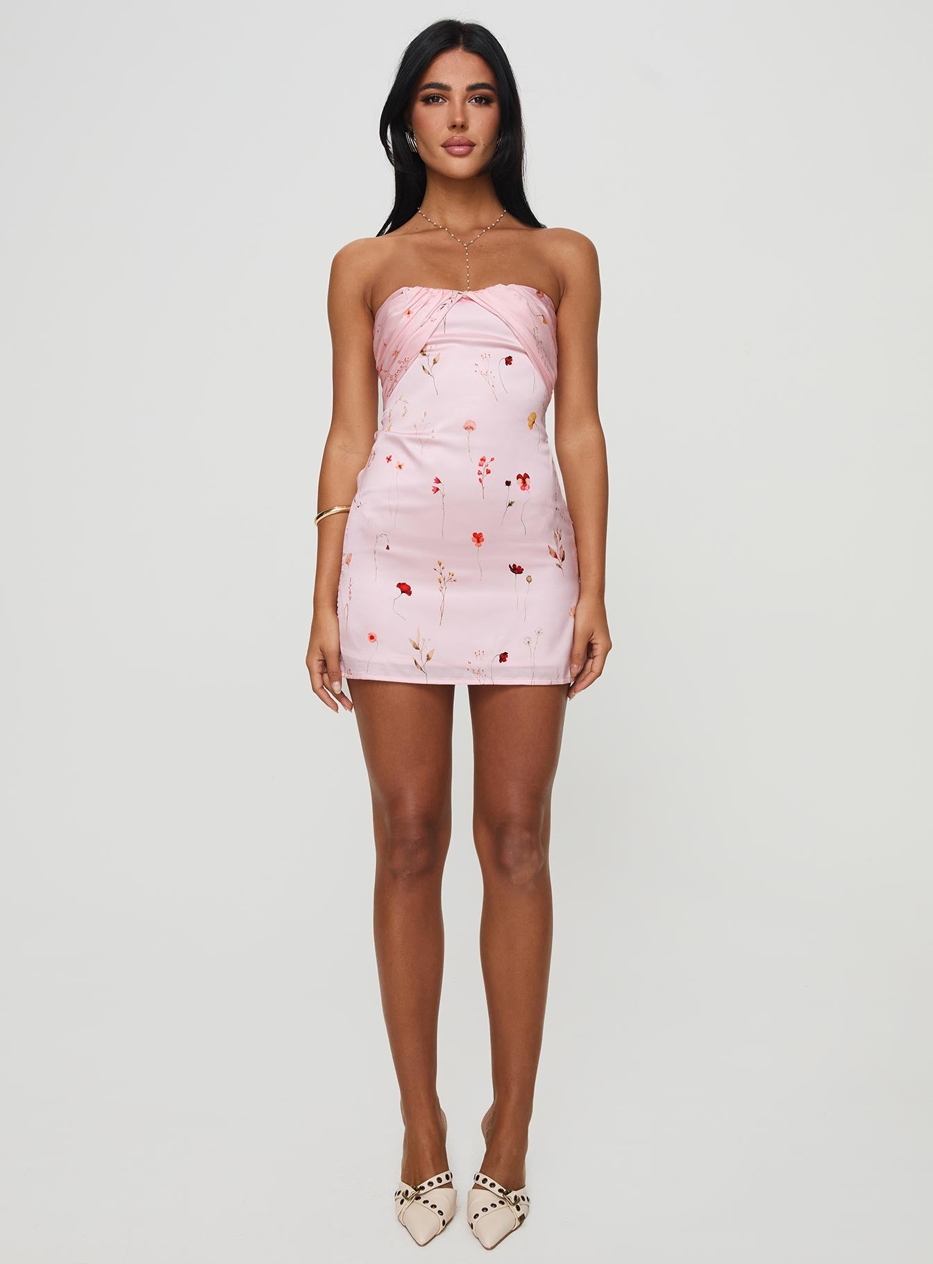 Irena Strapless Mini Dress Pink Floral
