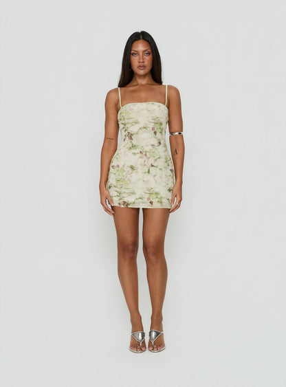 Fienna Beaded Mini Dress Green Multi