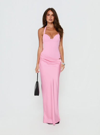 Tayna Draped Maxi Dress Pink