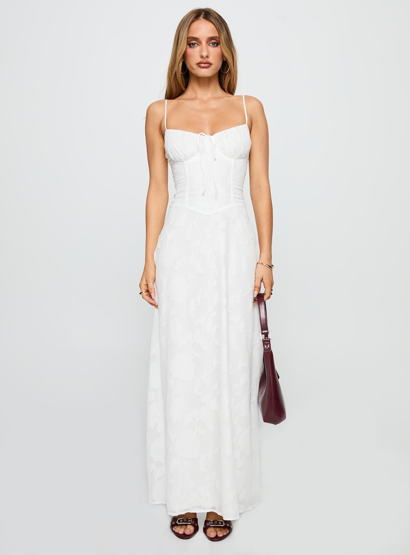 Members Only Maxi Dress White Burnout