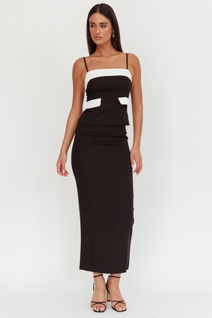 Switched On Column Maxi Skirt Black