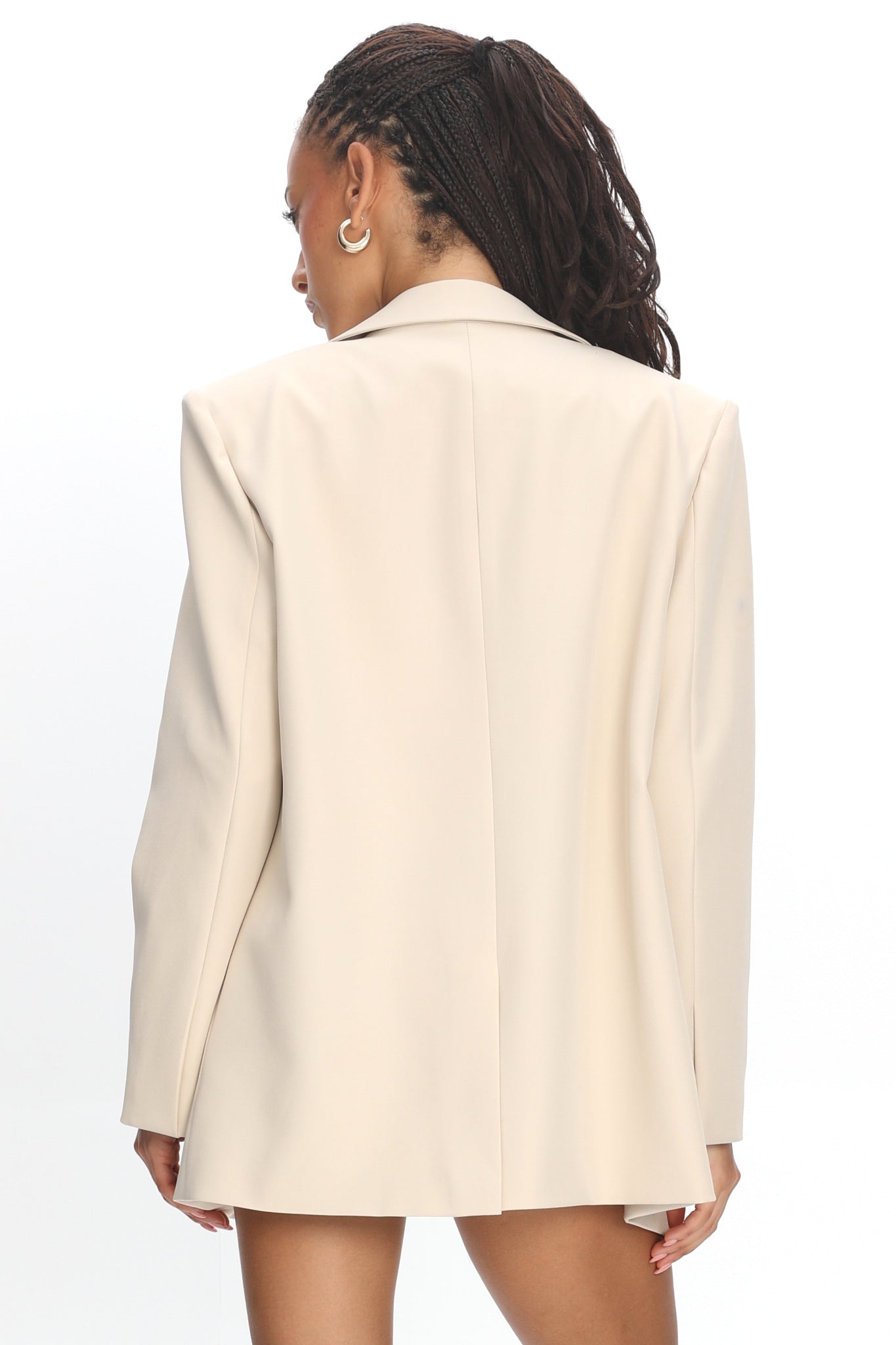 Serana Notch Lapel Oversized Blazer Beige