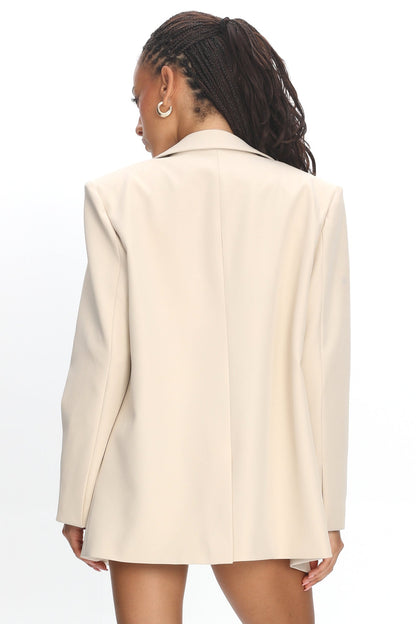 Serana Notch Lapel Oversized Blazer Beige