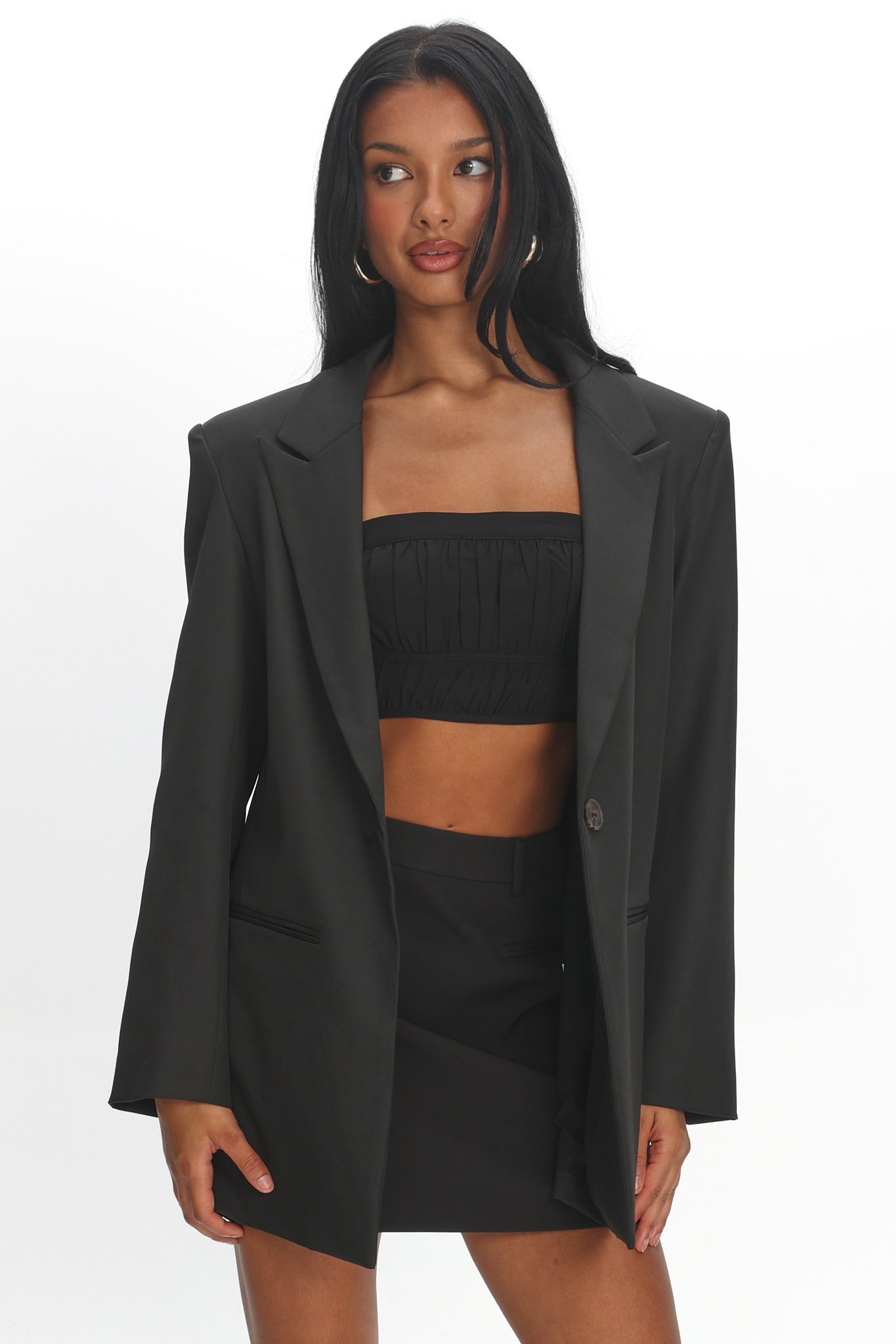 Serana Notch Lapel Oversized Blazer Black
