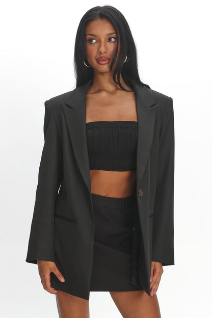 Serana Notch Lapel Oversized Blazer Black