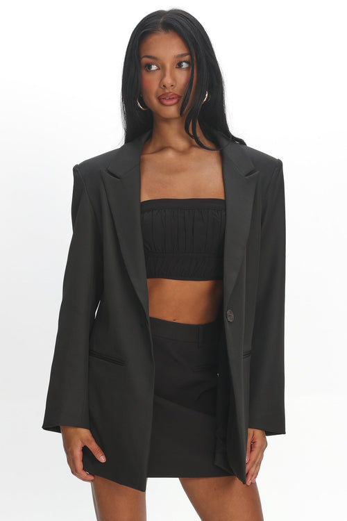 Serana Notch Lapel Oversized Blazer Black