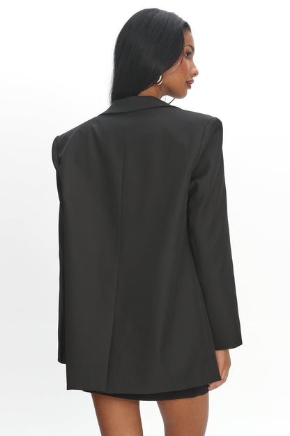 Serana Notch Lapel Oversized Blazer Black