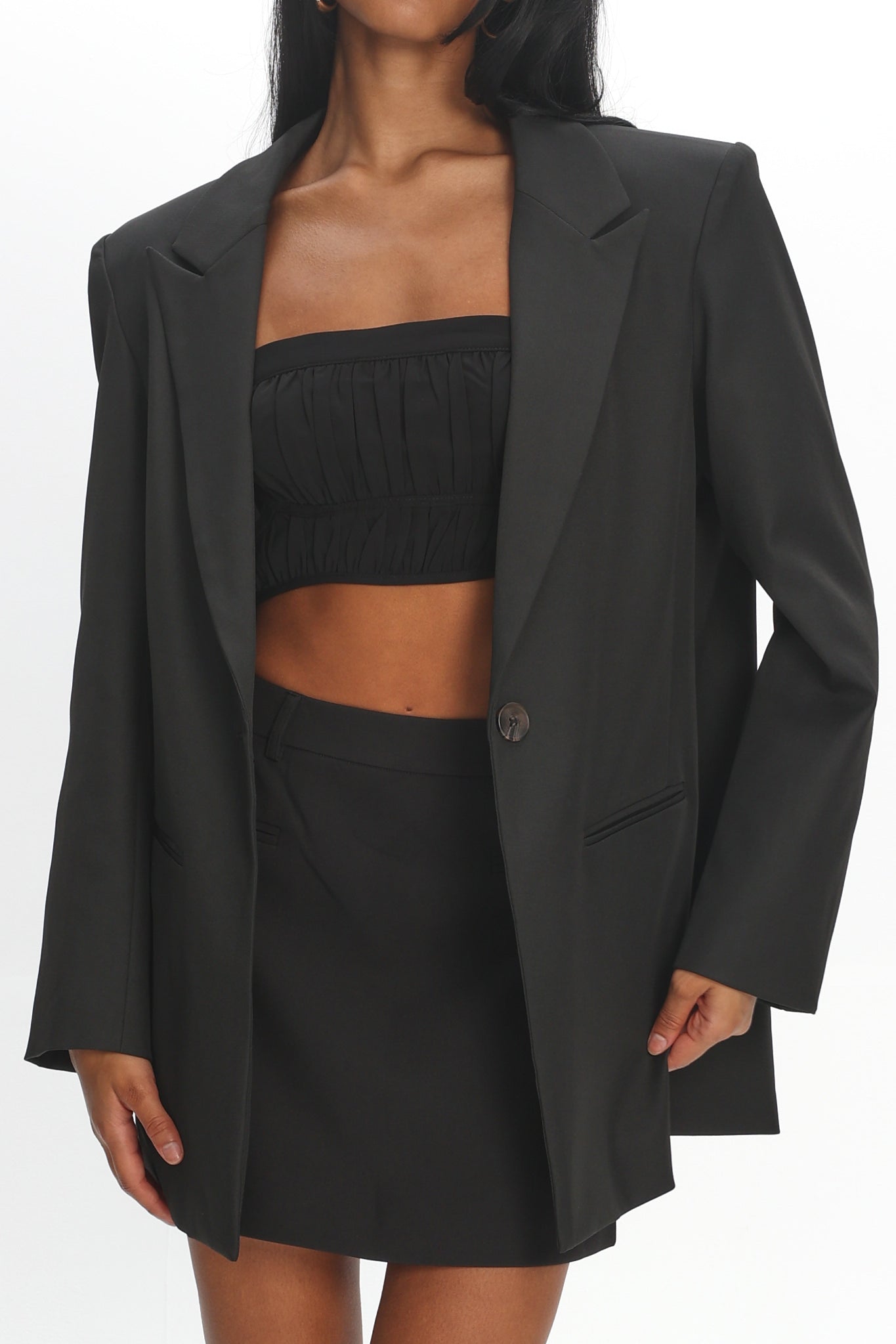 Serana Notch Lapel Oversized Blazer Black