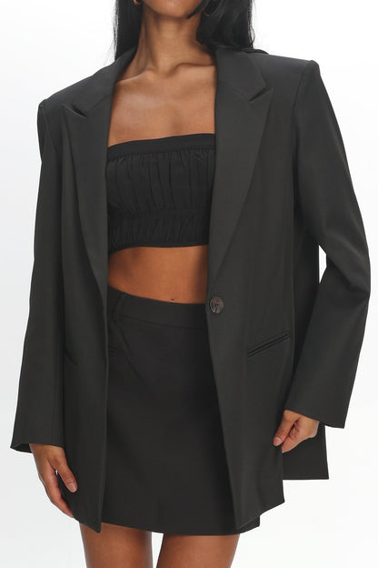 Serana Notch Lapel Oversized Blazer Black