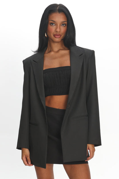 Serana Notch Lapel Oversized Blazer Black