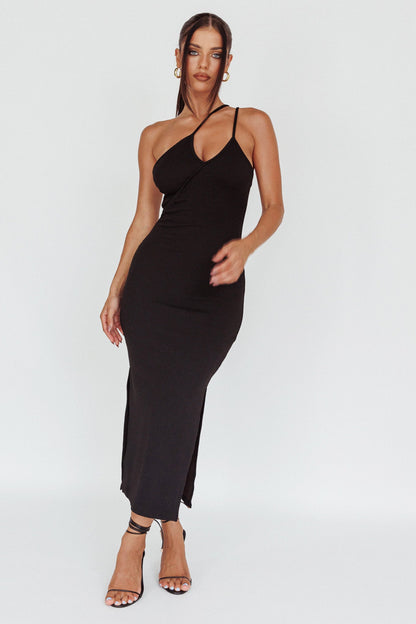 Planets Align Double Strap Midi Dress Black