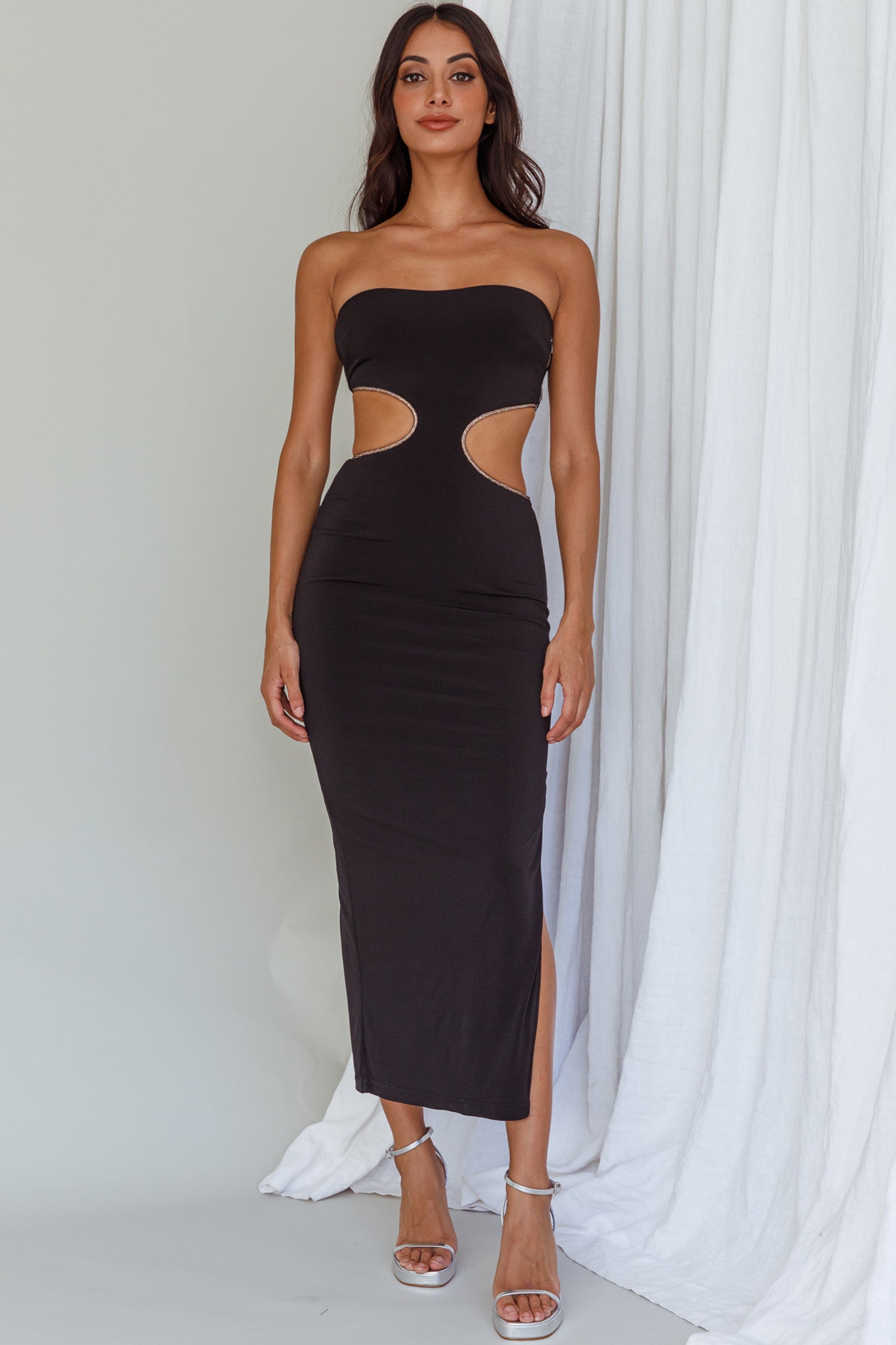 Bridget Cut-Out Midi Dress Black