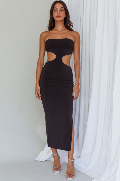 Bridget Cut-Out Midi Dress Black