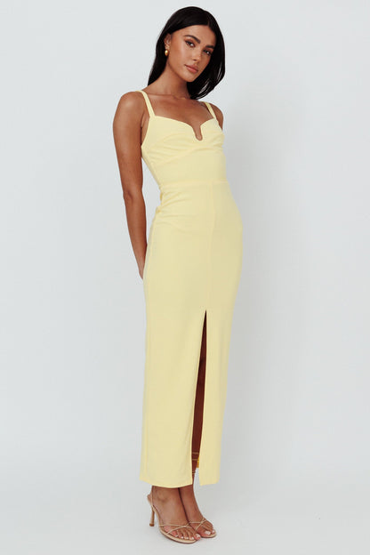 Love To Love Front Split Maxi Dress Lemon