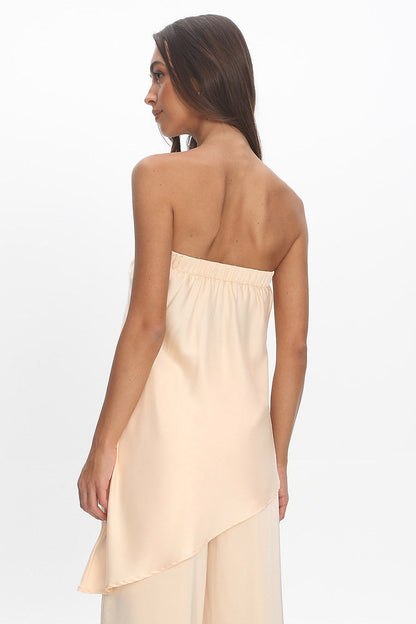 Danita Asymmetric Hem Strapless Top Vanilla