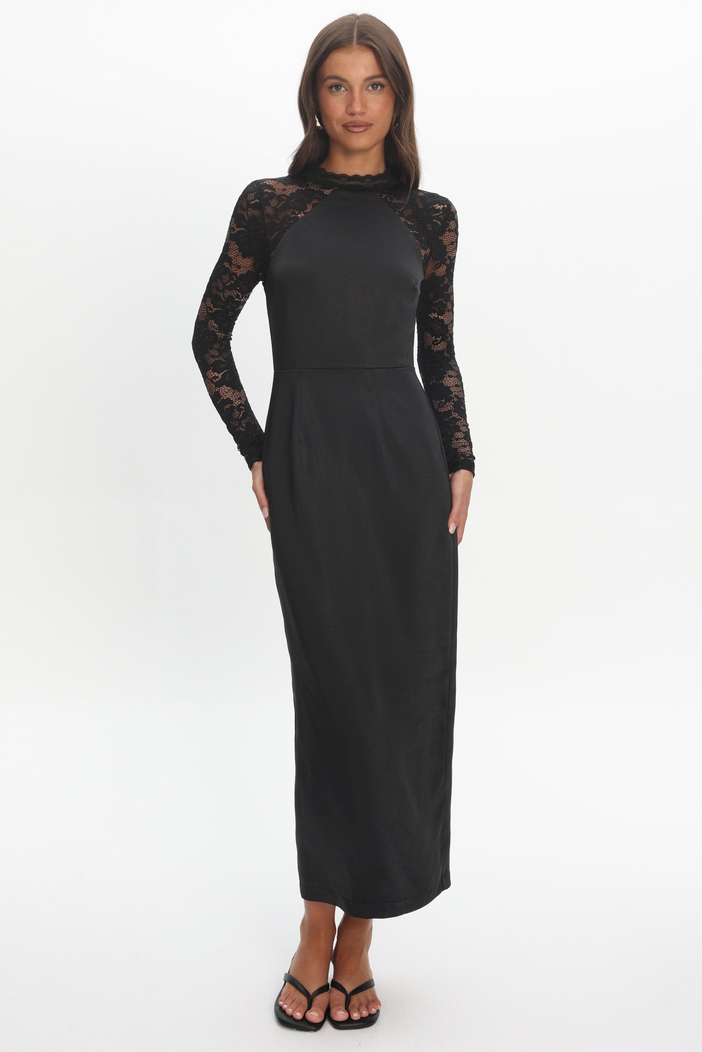 Lucha Lace Sleeve Maxi Dress Black
