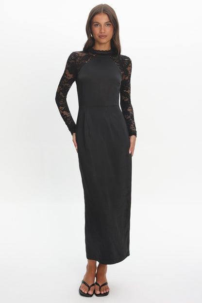 Lucha Lace Sleeve Maxi Dress Black