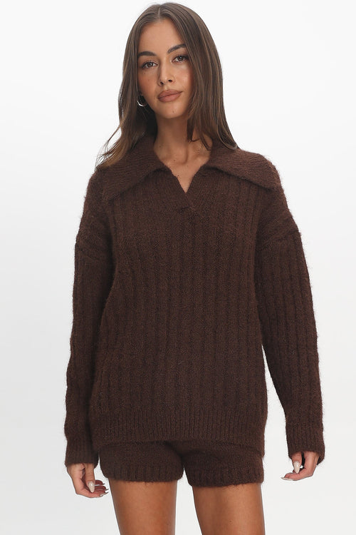 Jenae Oversized Drop Shoulder Sweater Chocolate