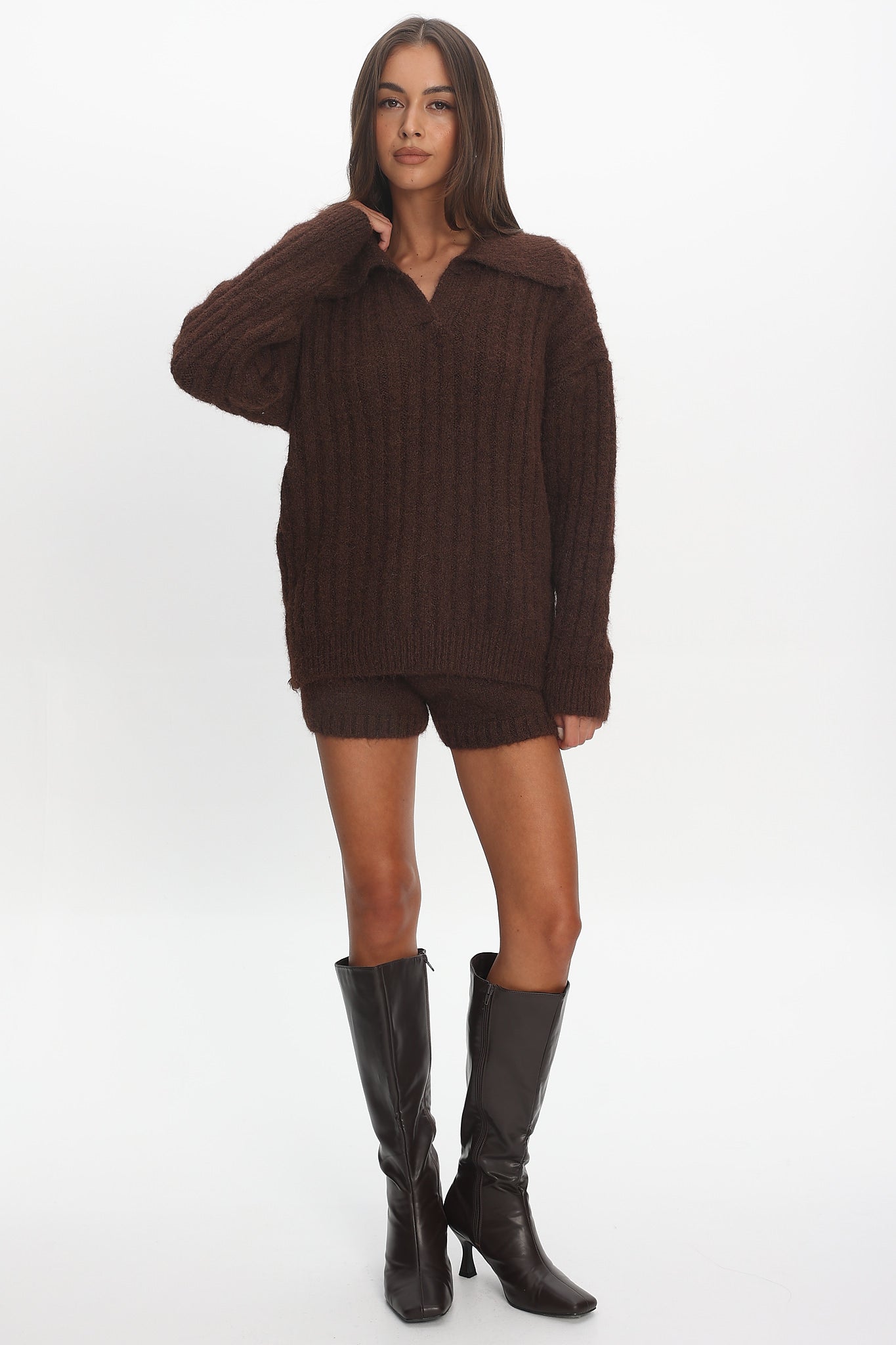Jenae Oversized Drop Shoulder Sweater Chocolate