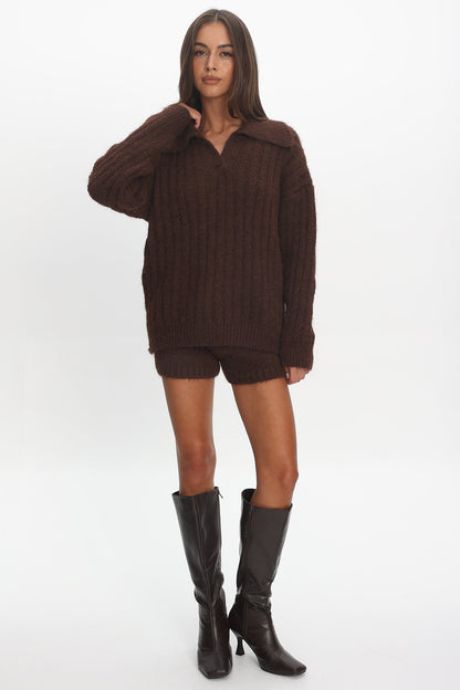 Jenae Oversized Drop Shoulder Sweater Chocolate