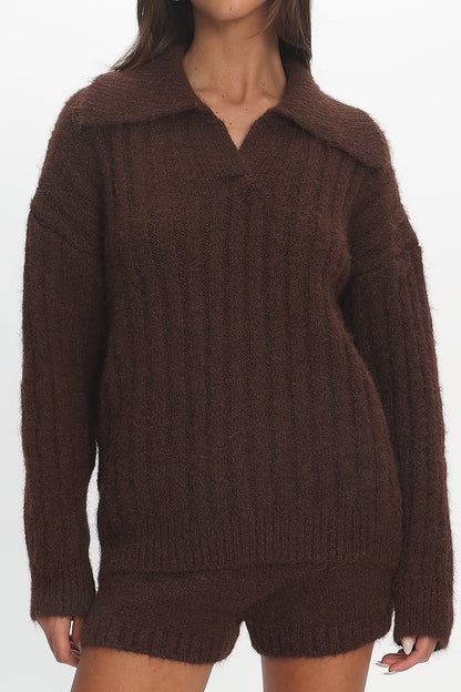 Jenae Oversized Drop Shoulder Sweater Chocolate