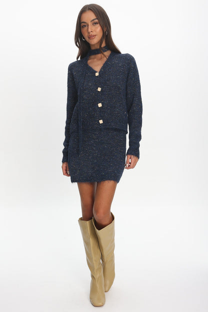 She's Good Knit Mini Skirt Navy
