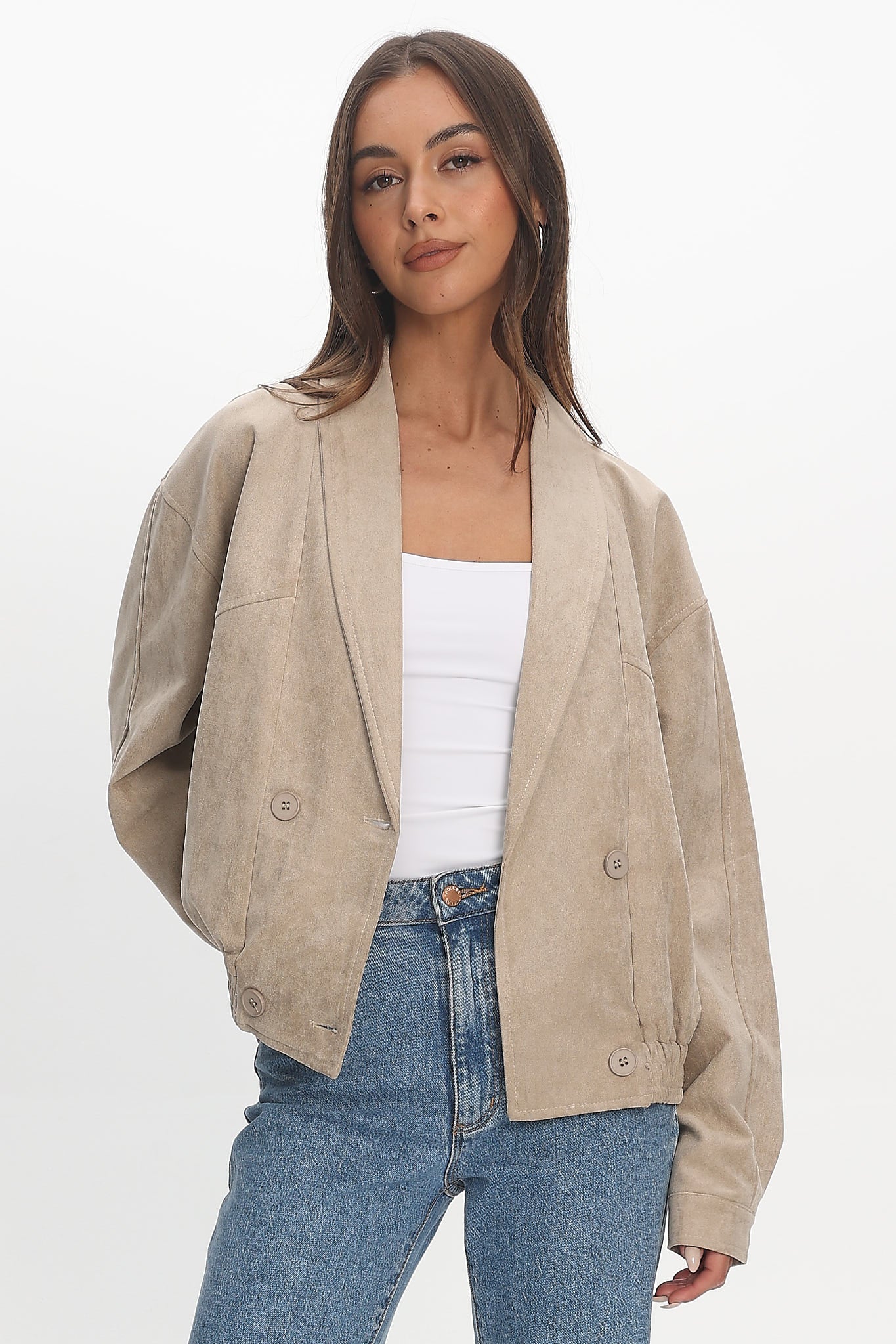 Rampage Faux Suede Blouson Jacket Sand