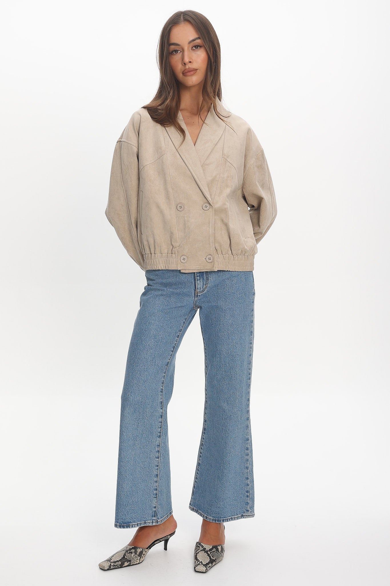 Rampage Faux Suede Blouson Jacket Sand