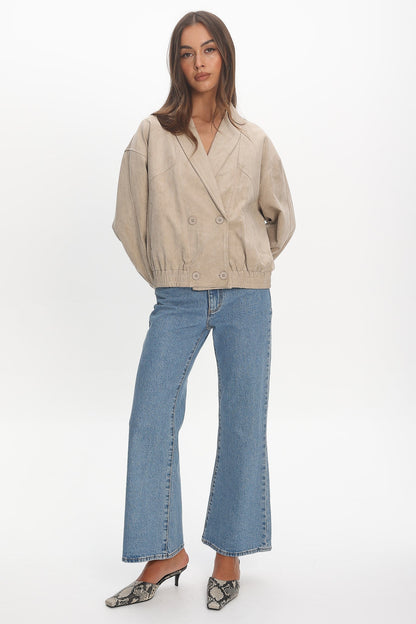 Rampage Faux Suede Blouson Jacket Sand