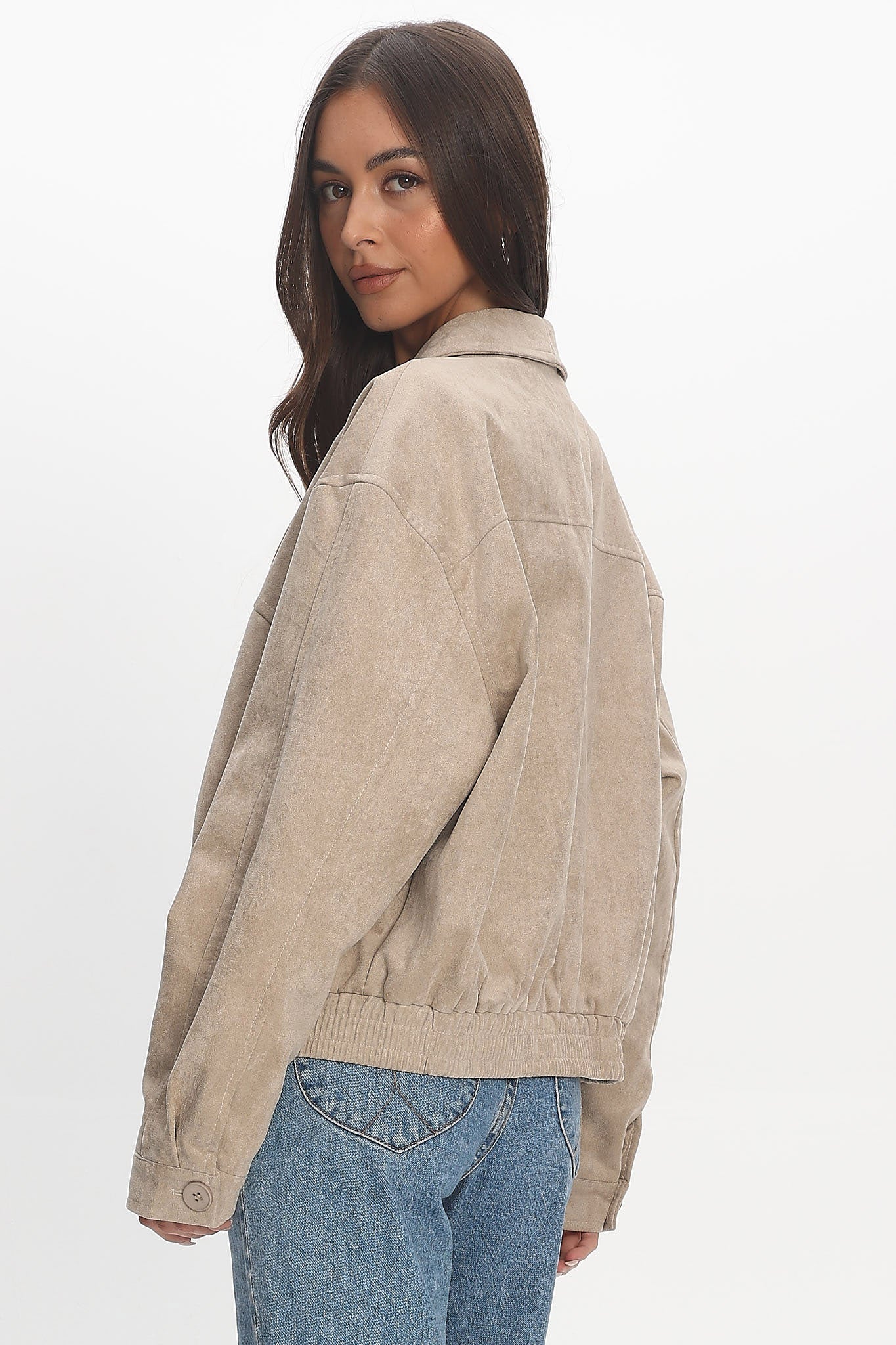 Rampage Faux Suede Blouson Jacket Sand