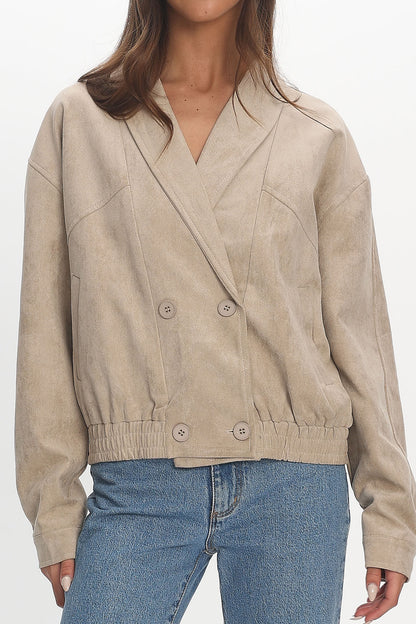 Rampage Faux Suede Blouson Jacket Sand