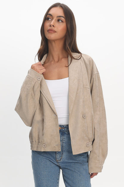 Rampage Faux Suede Blouson Jacket Sand