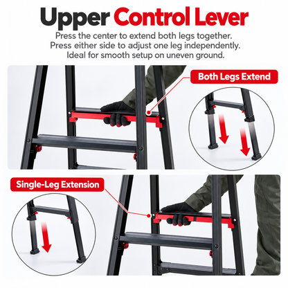 Adjustable Step Ladder – Independent Leg Adjustment for Stairs & Uneven Surfaces