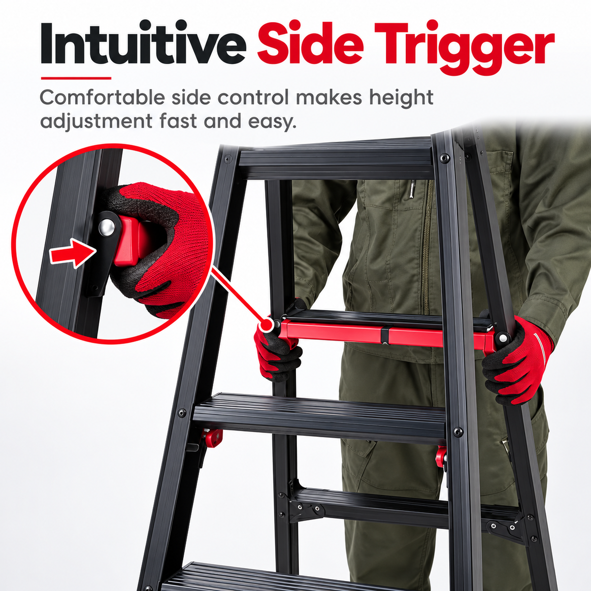 Adjustable Step Ladder – Independent Leg Adjustment for Stairs & Uneven Surfaces