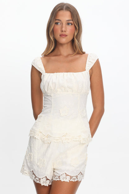 Tarelle Gathered Bust Top Cream