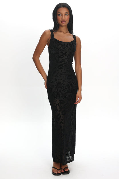 Casablanca Nights Tied Back Maxi Dress Flocked Floral